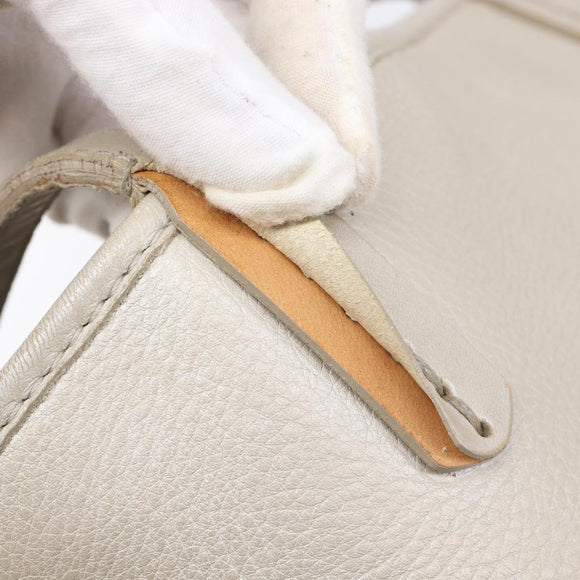 BVLGARI Tote Bag Leather Silver Auth 202279