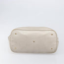 BVLGARI Tote Bag Leather Silver Auth 202279-9