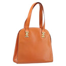 CELINE Star Ball Tote Bag Leather Orange Gold Tone Auth 202281A-1
