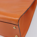 CELINE Star Ball Tote Bag Leather Orange Gold Tone Auth 202281A-12