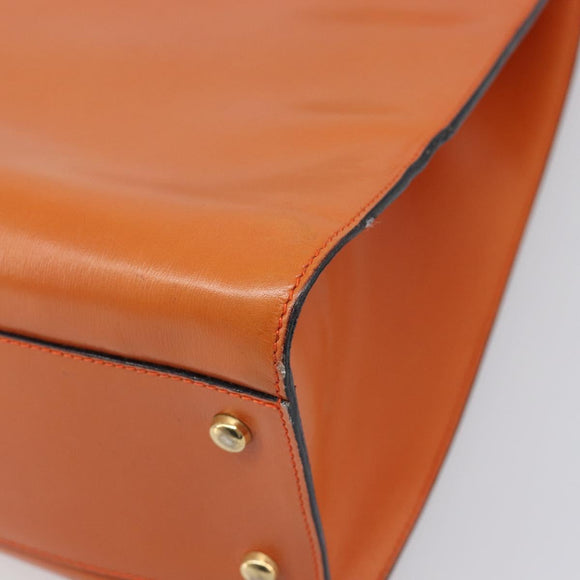 CELINE Star Ball Tote Bag Leather Orange Gold Tone Auth 202281A