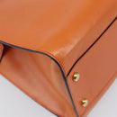 CELINE Star Ball Tote Bag Leather Orange Gold Tone Auth 202281A-13