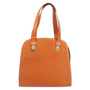 CELINE Star Ball Tote Bag Leather Orange Gold Tone Auth 202281A-2