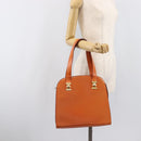 CELINE Star Ball Tote Bag Leather Orange Gold Tone Auth 202281A-24