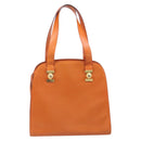 CELINE Star Ball Tote Bag Leather Orange Gold Tone Auth 202281A-3