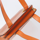 CELINE Star Ball Tote Bag Leather Orange Gold Tone Auth 202281A-6