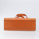 CELINE Star Ball Tote Bag Leather Orange Gold Tone Auth 202281A-9