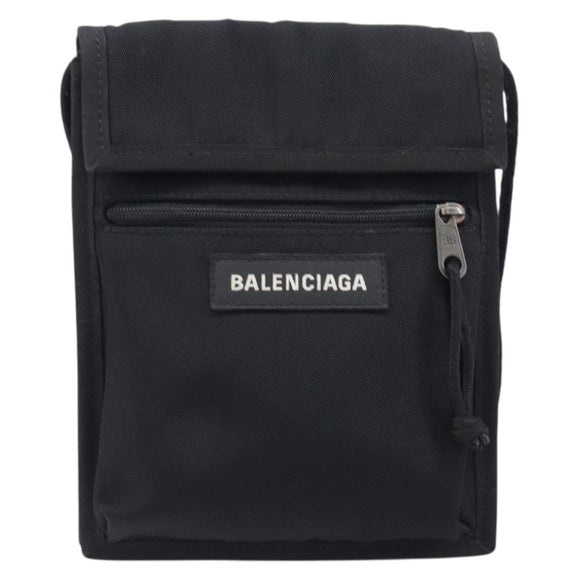 BALENCIAGA Explorer Shoulder Bag Canvas Black White 532298 Auth 202287A