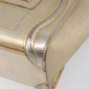 CELINE Luggage Nano Shopper Hand Bag Leather 2way Gold Auth 202288A-15
