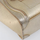 CELINE Luggage Nano Shopper Hand Bag Leather 2way Gold Auth 202288A-16