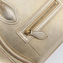 CELINE Luggage Nano Shopper Hand Bag Leather 2way Gold Auth 202288A-18