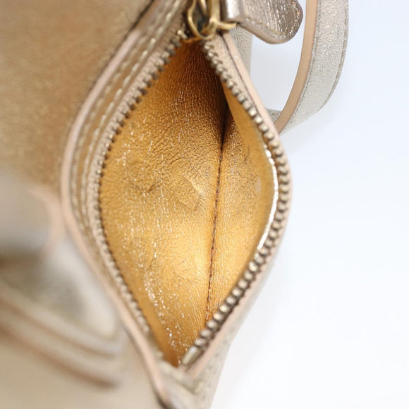 CELINE Luggage Nano Shopper Hand Bag Leather 2way Gold Auth 202288A