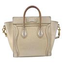 CELINE Luggage Nano Shopper Hand Bag Leather 2way Gold Auth 202288A-2