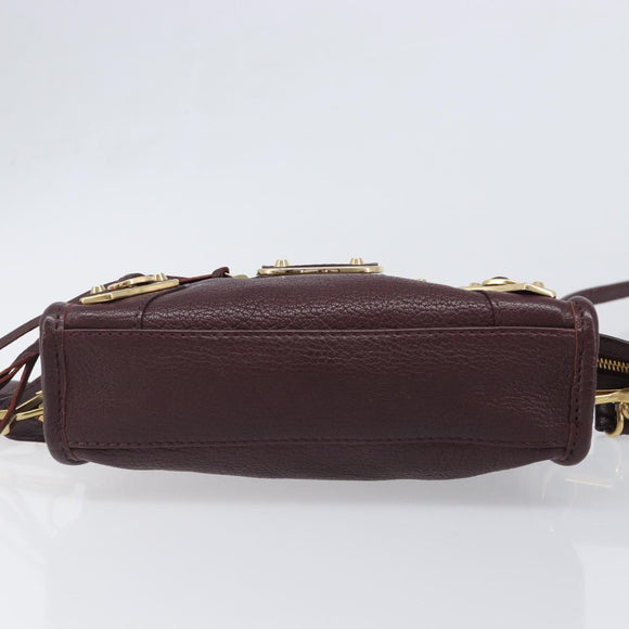 BALENCIAGA Classic Metallic Edge Nano City Leather Bordeaux 505982 Auth 202292V