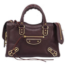 BALENCIAGA Classic Metallic Edge Nano City Leather Bordeaux 505982 Auth 202292V-2