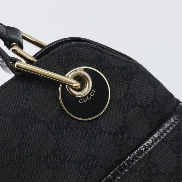 GUCCI GG Canvas Tote Bag Black Gold Tone 121023 Auth 202293A