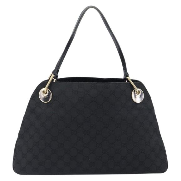 GUCCI GG Canvas Tote Bag Black Gold Tone 121023 Auth 202293A