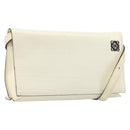 LOEWE Shoulder Bag Leather Ivory Gold Tone Auth 202298-1