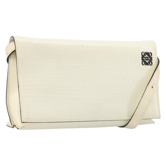 LOEWE Shoulder Bag Leather Ivory Gold Tone Auth 202298