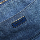PRADA Canapa MM Hand Bag Denim Blue Gold Tone Auth 202300A-10