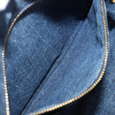 PRADA Canapa MM Hand Bag Denim Blue Gold Tone Auth 202300A-21