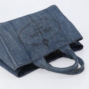 PRADA Canapa MM Hand Bag Denim Blue Gold Tone Auth 202300A-6