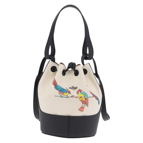 LOEWE Paula's Ibiza Collaboration Bag Canvas 2way Ivory Silver Auth 202301M