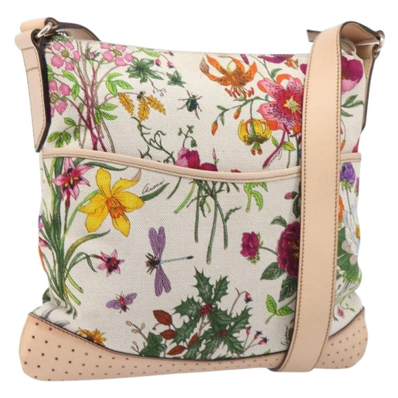 GUCCI flora Shoulder Bag Canvas Multicolor Gold Tone 145857 Auth 202303A