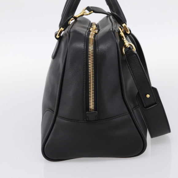 LOEWE Amazona 75 Hand Bag Leather 2way Black Gold Auth 202305V