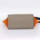 CELINE Trapeze Hand Bag Leather 2way Orange Silver Auth 202307V-5