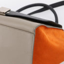 CELINE Trapeze Hand Bag Leather 2way Orange Silver Auth 202307V-16