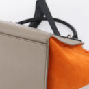 CELINE Trapeze Hand Bag Leather 2way Orange Silver Auth 202307V-18
