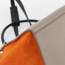 CELINE Trapeze Hand Bag Leather 2way Orange Silver Auth 202307V-19