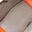 CELINE Trapeze Hand Bag Leather 2way Orange Silver Auth 202307V-10