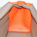 CELINE Trapeze Hand Bag Leather 2way Orange Silver Auth 202307V-22