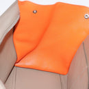 CELINE Trapeze Hand Bag Leather 2way Orange Silver Auth 202307V-23