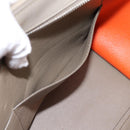 CELINE Trapeze Hand Bag Leather 2way Orange Silver Auth 202307V-24