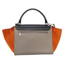 CELINE Trapeze Hand Bag Leather 2way Orange Silver Auth 202307V-2