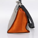 CELINE Trapeze Hand Bag Leather 2way Orange Silver Auth 202307V-3