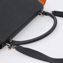 CELINE Trapeze Hand Bag Leather 2way Orange Silver Auth 202307V-7