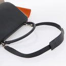 CELINE Trapeze Hand Bag Leather 2way Orange Silver Auth 202307V-8