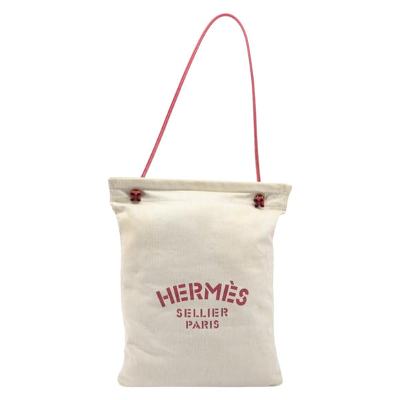 HERMES Aline PM Shoulder Bag Canvas Beige Red Auth 202310