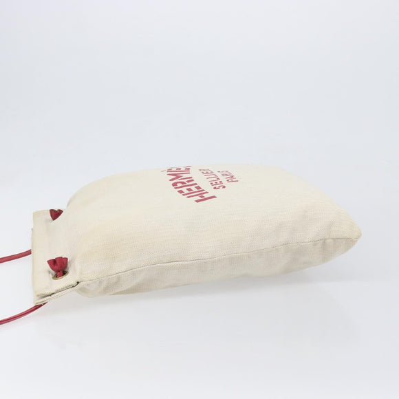 HERMES Aline PM Shoulder Bag Canvas Beige Red Auth 202310