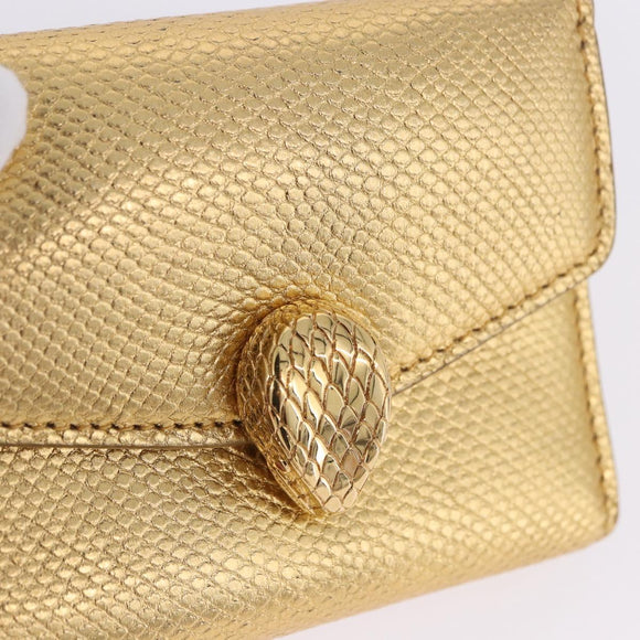 BVLGARI Serpenti Wallet Leather Gold Auth 202311M