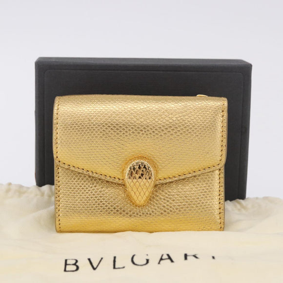 BVLGARI Serpenti Wallet Leather Gold Auth 202311M
