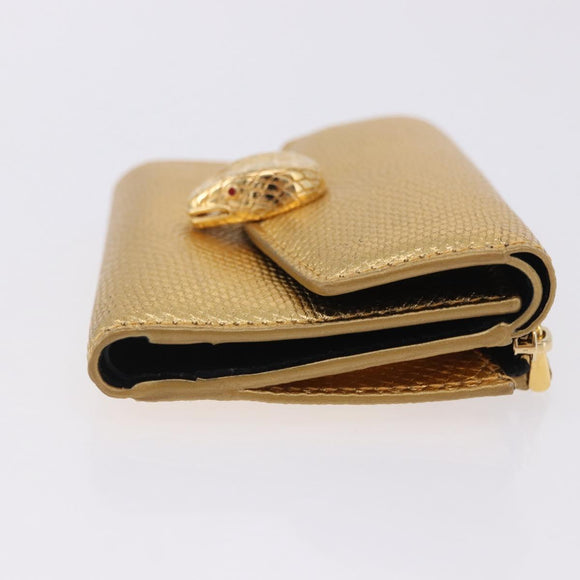 BVLGARI Serpenti Wallet Leather Gold Auth 202311M