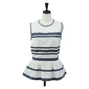 LOUIS VUITTON Sleeveless Top Cotton White Blue LV Auth 202320M-1