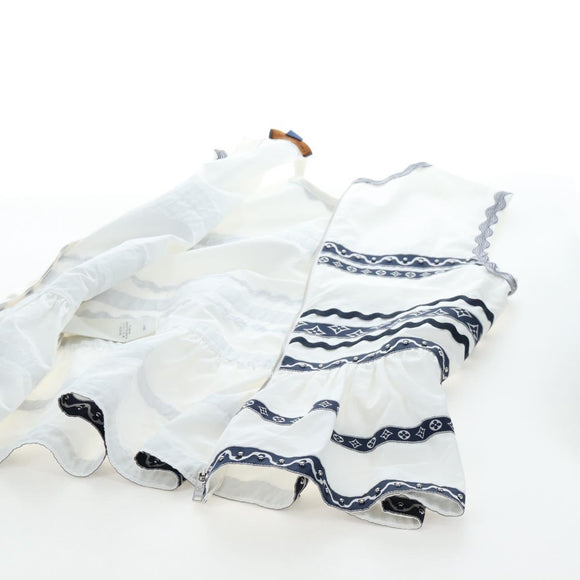 LOUIS VUITTON Sleeveless Top Cotton White Blue LV Auth 202320M