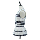 LOUIS VUITTON Sleeveless Top Cotton White Blue LV Auth 202320M-3