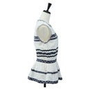 LOUIS VUITTON Sleeveless Top Cotton White Blue LV Auth 202320M-4